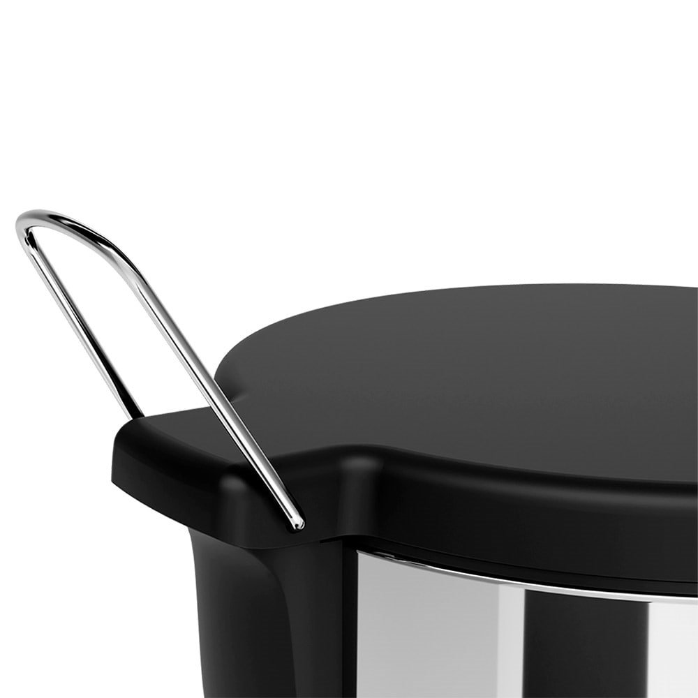 Lixeira Brinox 15L Inox com Pedal Tampa Plástica Preto 3048/205