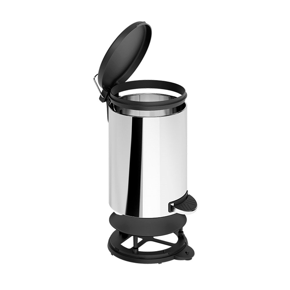 Lixeira Brinox 20L Inox com Pedal Tampa Plástica Preto 3048/206