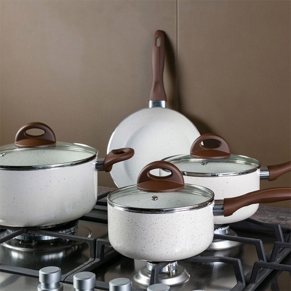 Jogo de Panela Brinox Ceramic Life Smart Plus Vanilla 4 Peças