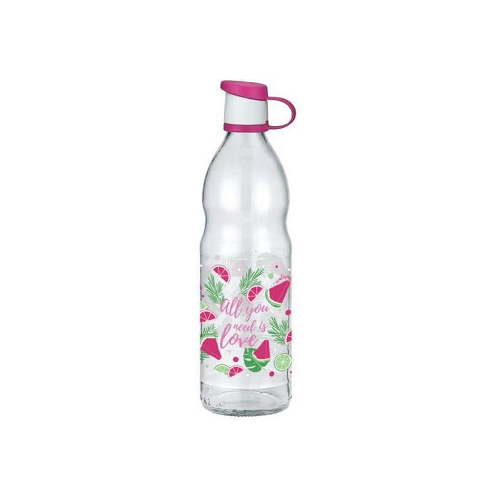 Garrafa de Vidro com Tampa 1L Decorada Fratelli