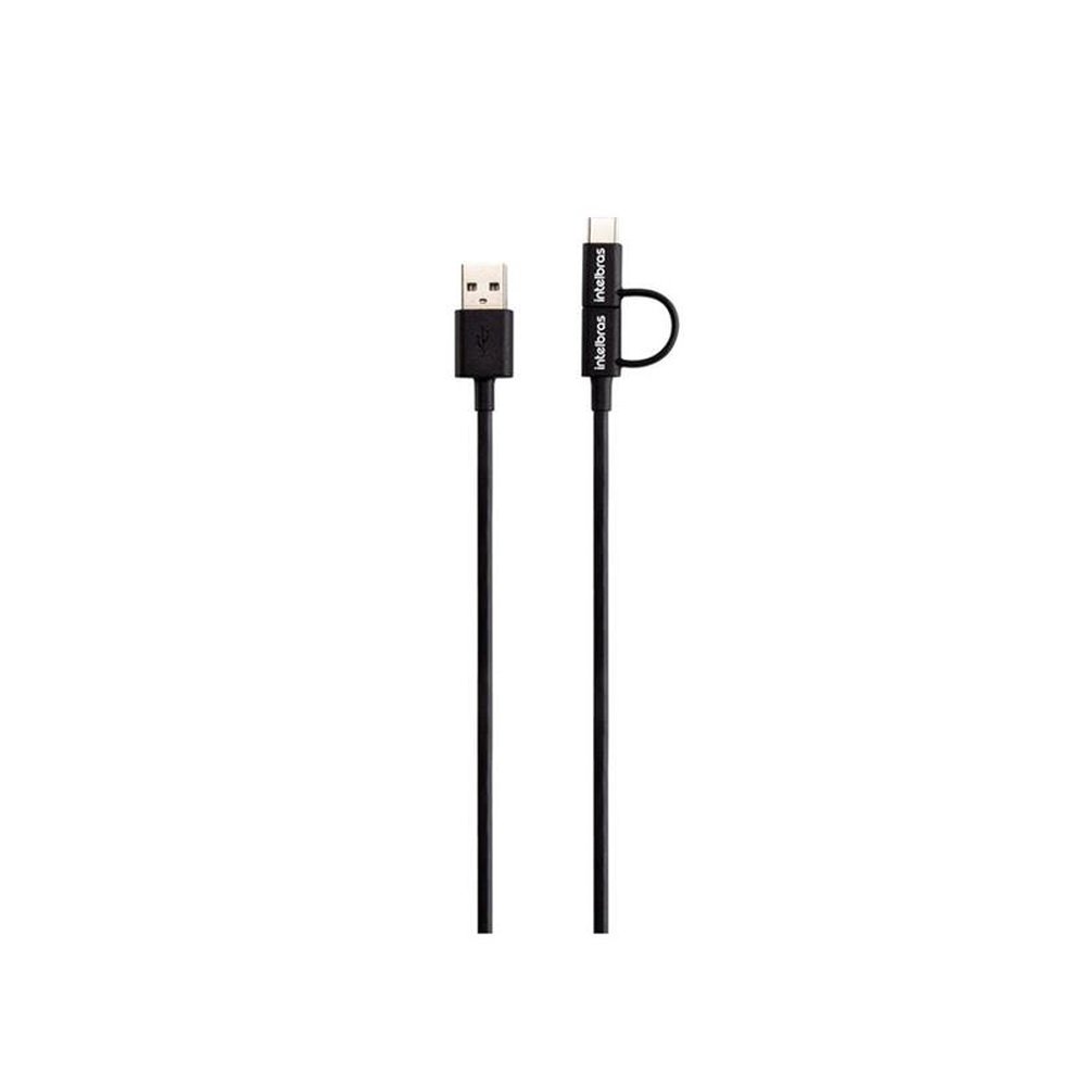 Cabo USB Micro USB + USB-C 1,2m PVC Preto Intelbras