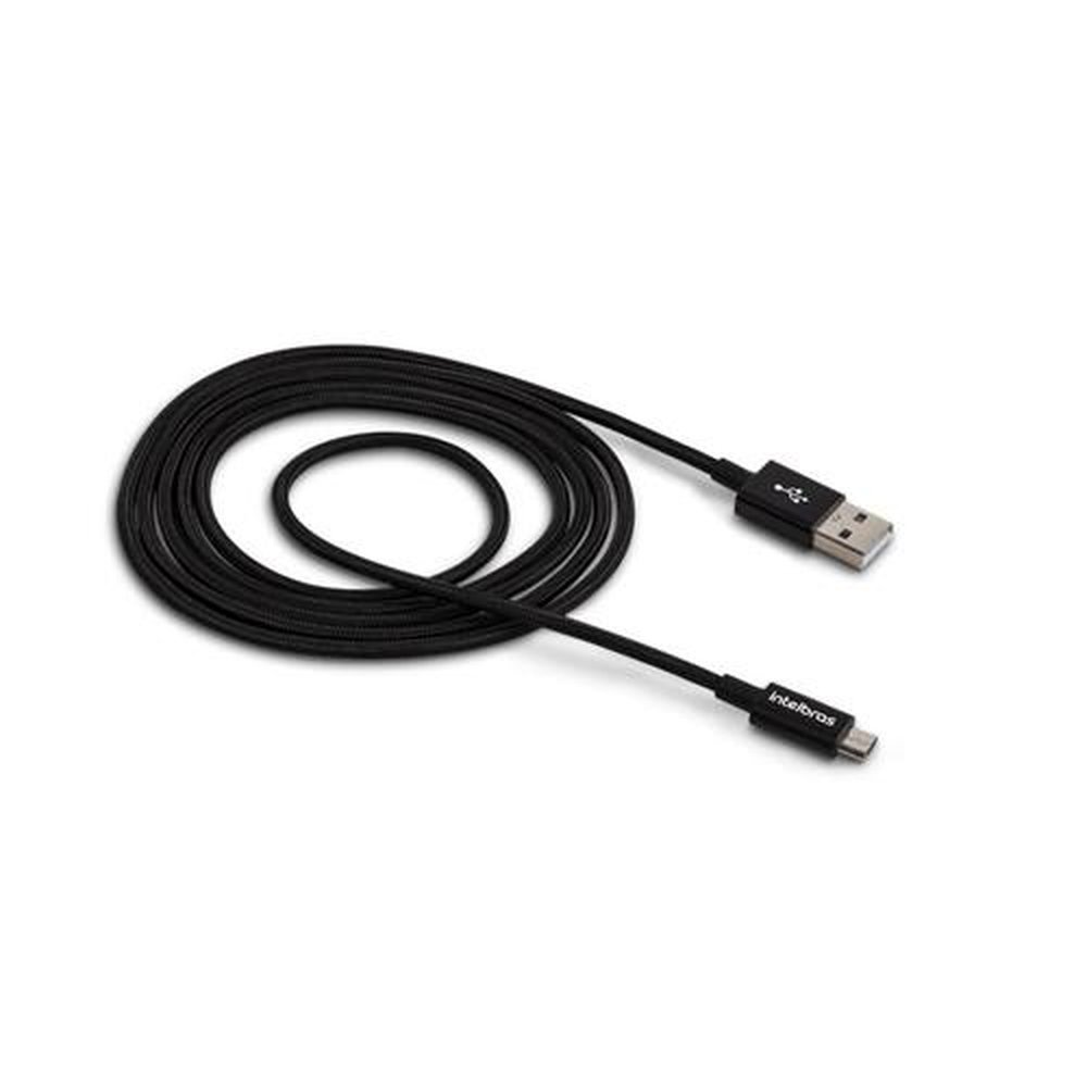 Cabo USB Micro USB 1,5m Nylon Preto Intelbras EUAB 15NP
