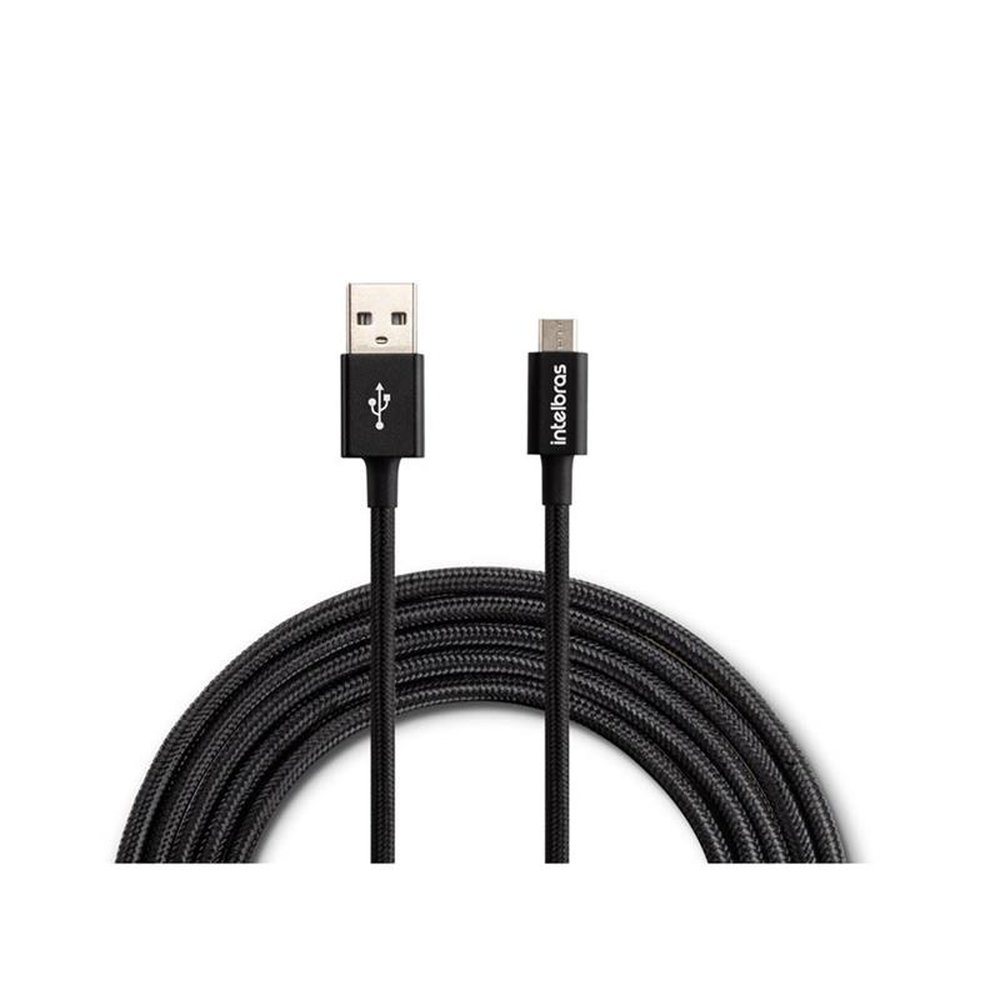 Cabo USB Micro USB 1,5m Nylon Preto Intelbras EUAB 15NP