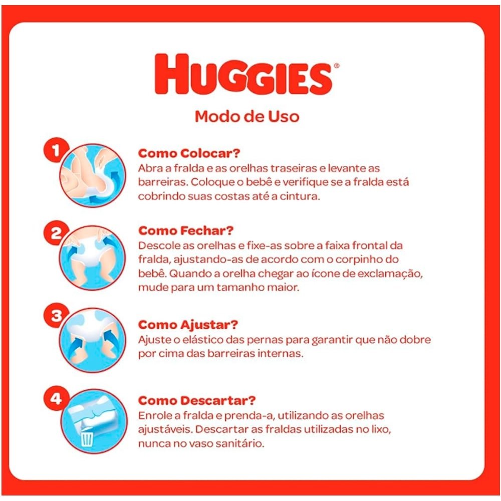 Fralda Descartável Huggies Natural Care - Recém Nascido, 9 Pacotes com 18 Fraldas - Total 162 Tiras