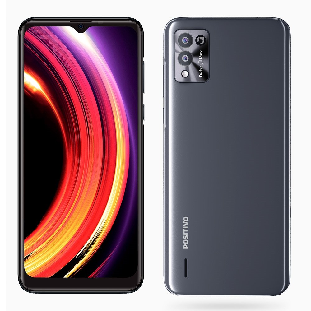 Smartphone Positivo Twist 5 Max, Chumbo, Tela 6.5¿| 4G+Wi-Fi, Câm.Traseira Dupla, Câm.Frontal 8MP e 2GB RAM, 128GB
