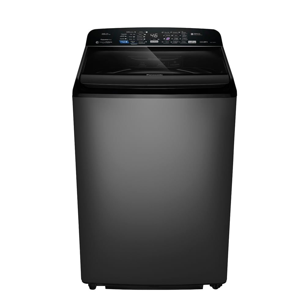 Máquina de Lavar Roupas 18Kg Panasonic NA-F180P7T Smartsense - Painel Digital, Cesto Inox,Titanium, 110V