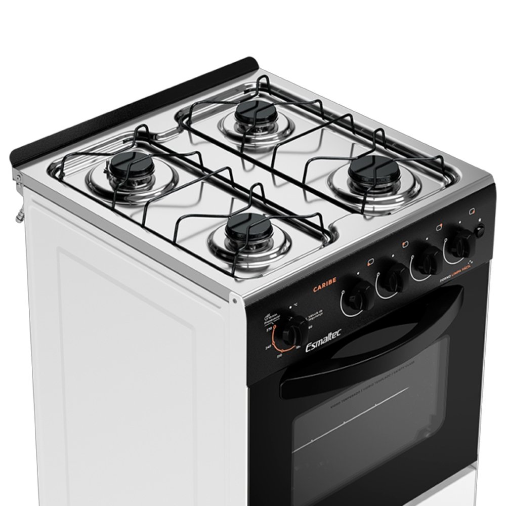 Fogão de Piso Esmaltec 4 Bocas Caribe 4112 - Acendimento Automático, Branco, Bivolt