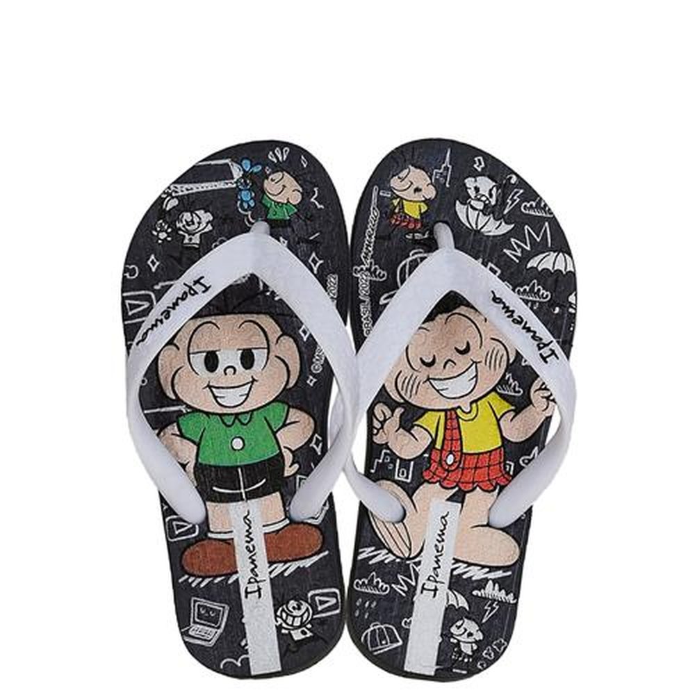 Chinelo Infantil Turma Da Monica Preto - Branco - Grade com 12 pares