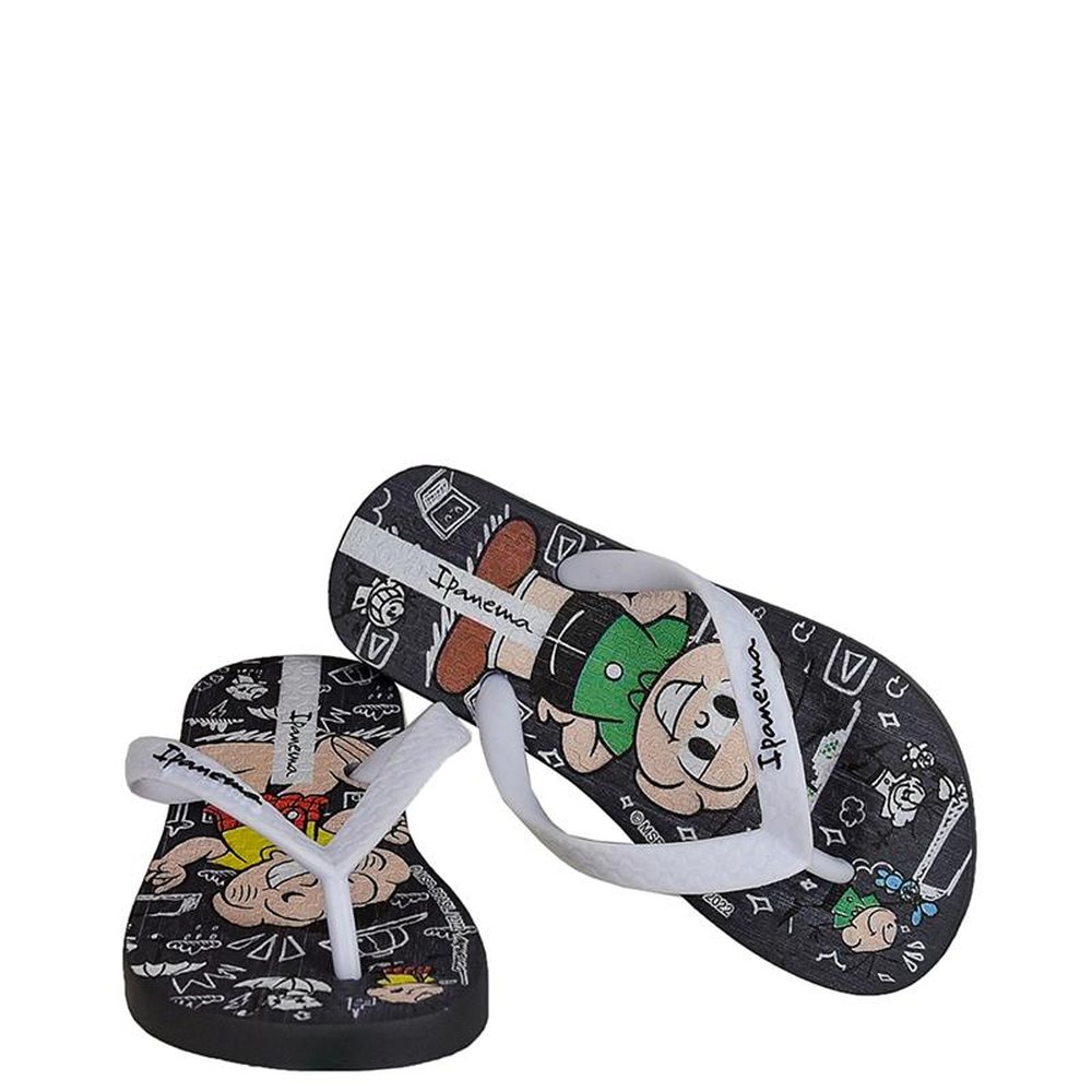 Chinelo Infantil Turma Da Monica Preto - Branco - Grade com 12 pares