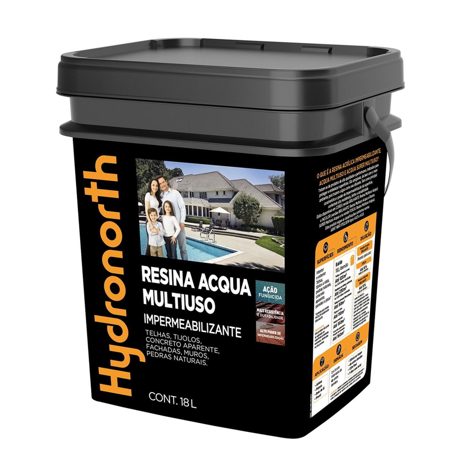 Resina Acqua Multiuso Hydronorth Cerâmica Telha Balde 18 Litros