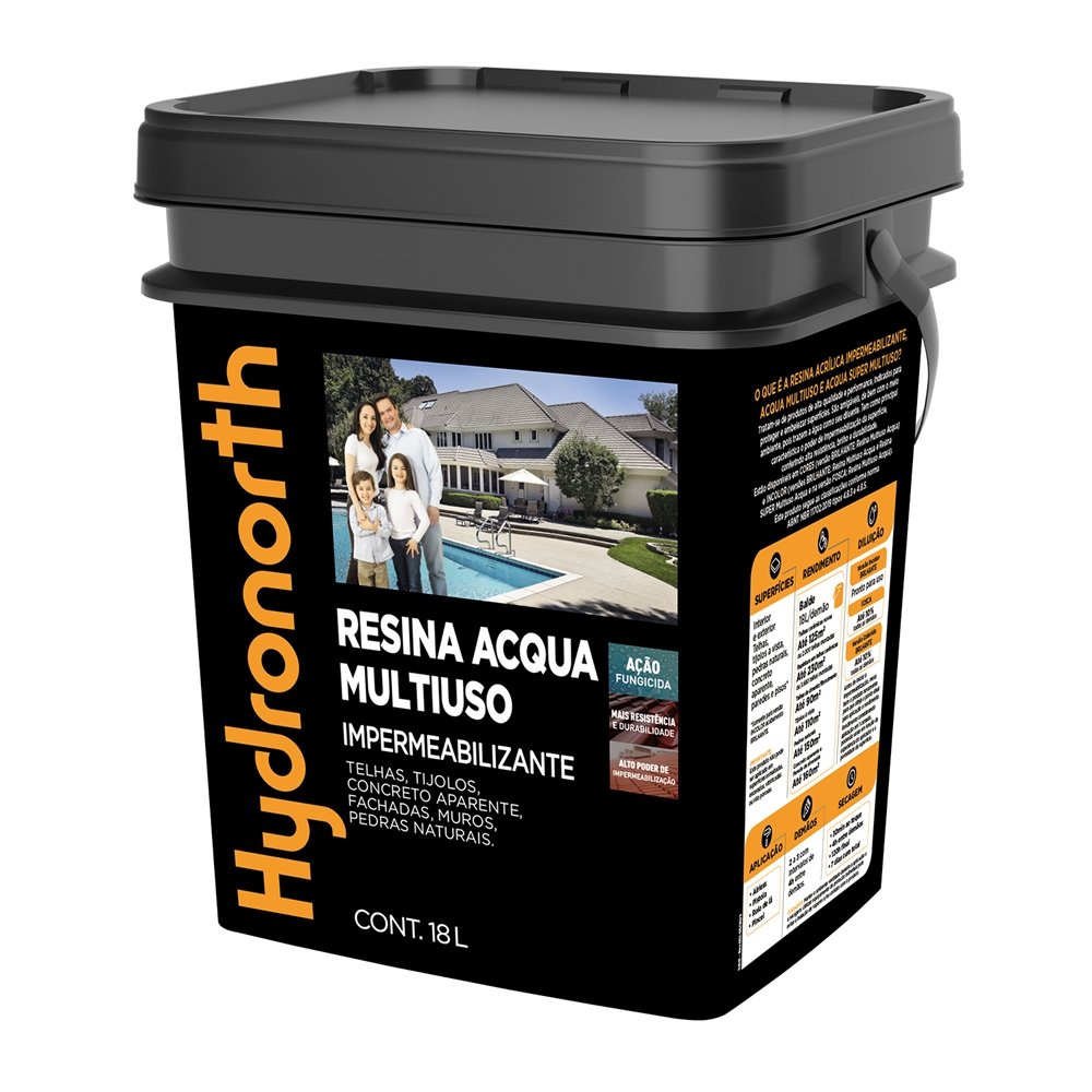 Resina Acqua Multiuso Hydronorth Cinza Balde 18 Litros