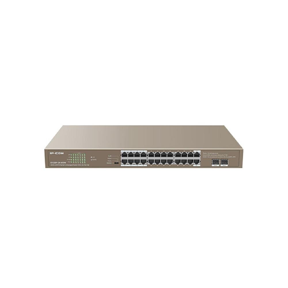 Switch Gerenciável 24 portas IP-Com. L2. 24 portas Gigabit POE e 2 portas SFP. G1126P-24-410W