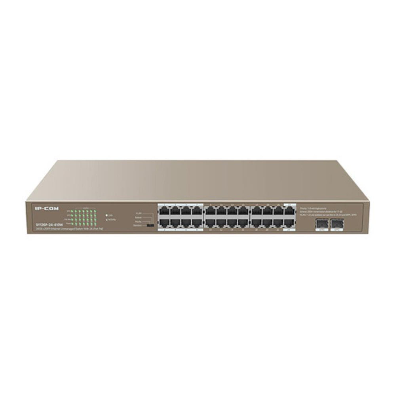 Switch Gerenciável 24 portas IP-Com. L2. 24 portas Gigabit POE e 2 portas SFP. G1126P-24-410W