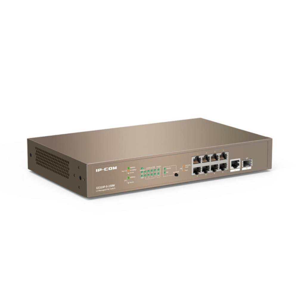 Switch Gerenciável 8 Portas IP-COM, L3+, 8 Portas POE Gigabit e 1 porta SFP, G5310P-8-150W