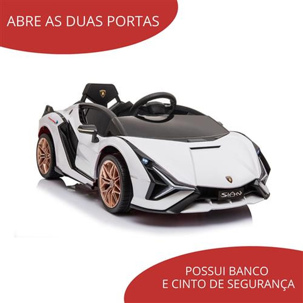 Mini Carro Elétrico 12v Lamborghini Sian Licenciado Branco