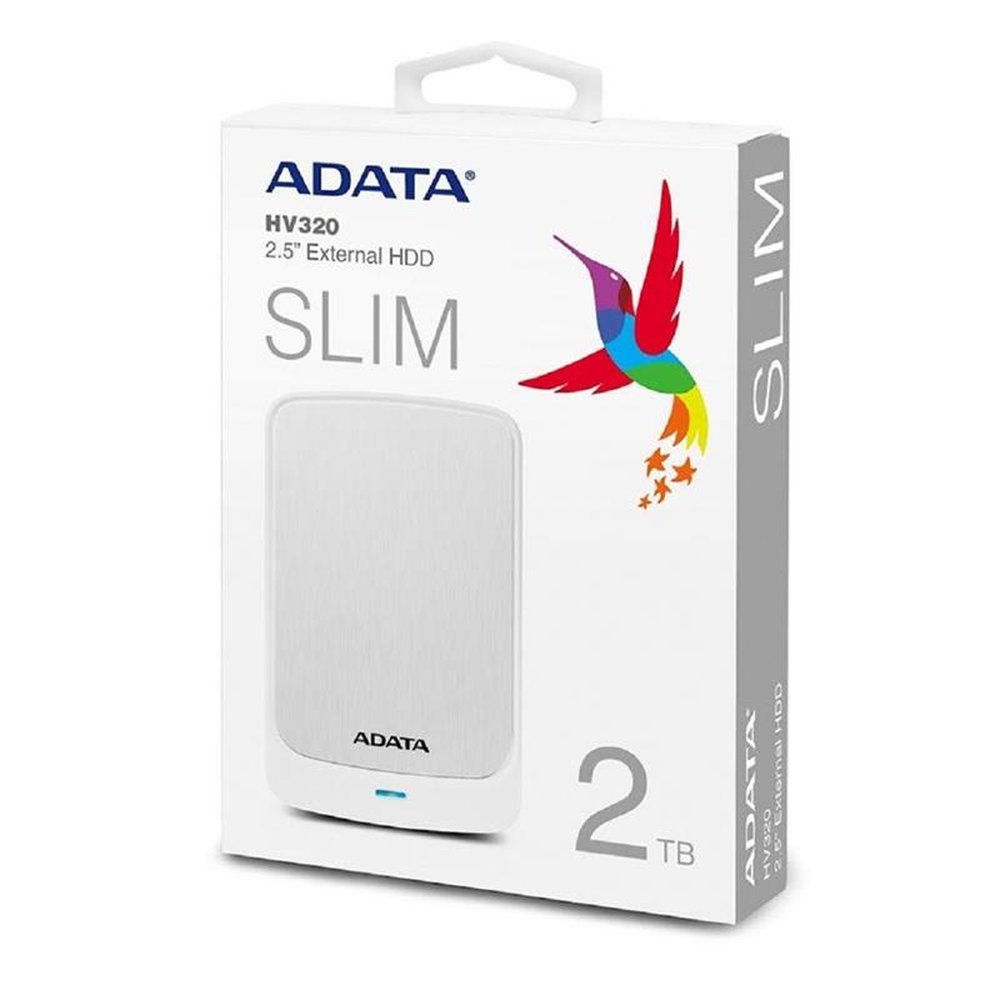 HD Externo 2TB Adata HV320 Ultra Slim, USB 3.2, Branco