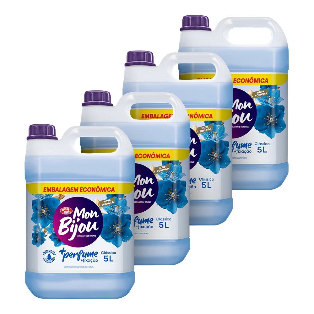 Amaciante Mon Bijou Azul + Perfume 5 Litros - Embalagem com 4 Unidades