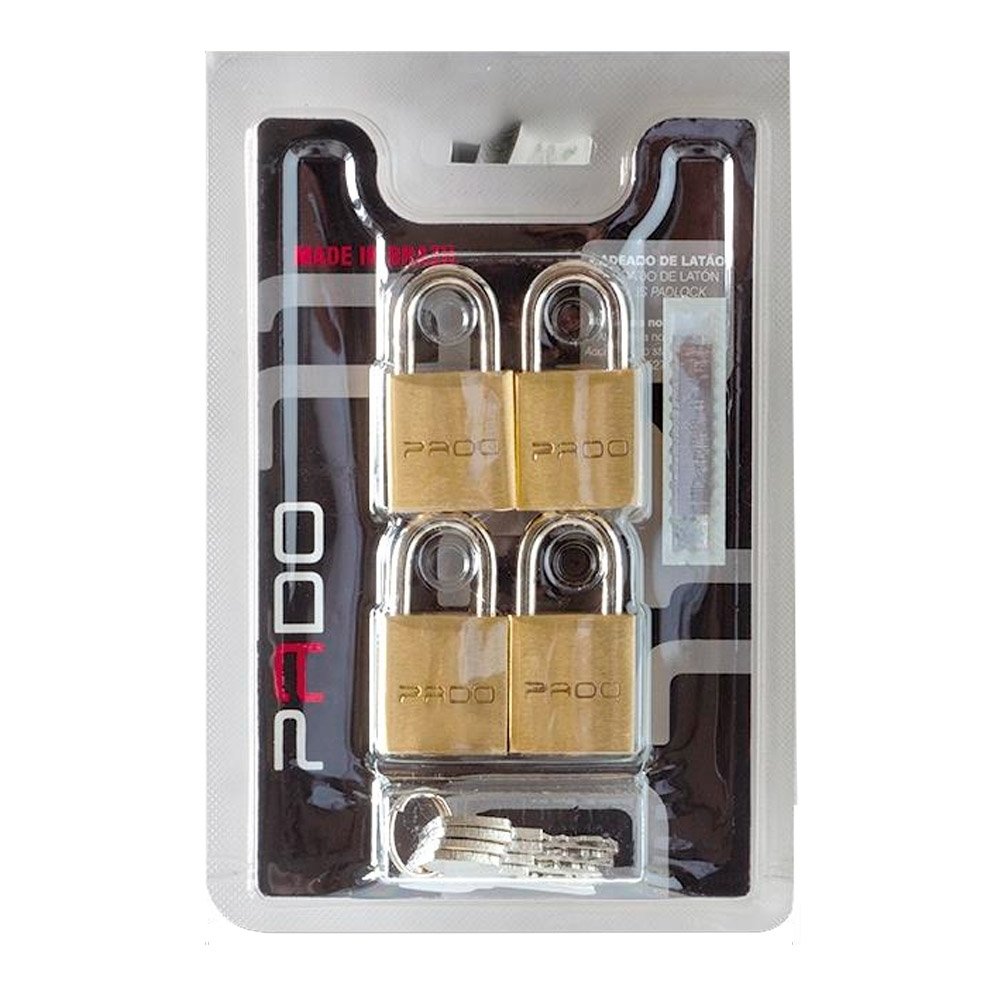 Cadeado Pado LT-30mm 4 Chaves Iguais 4 Peças SM
