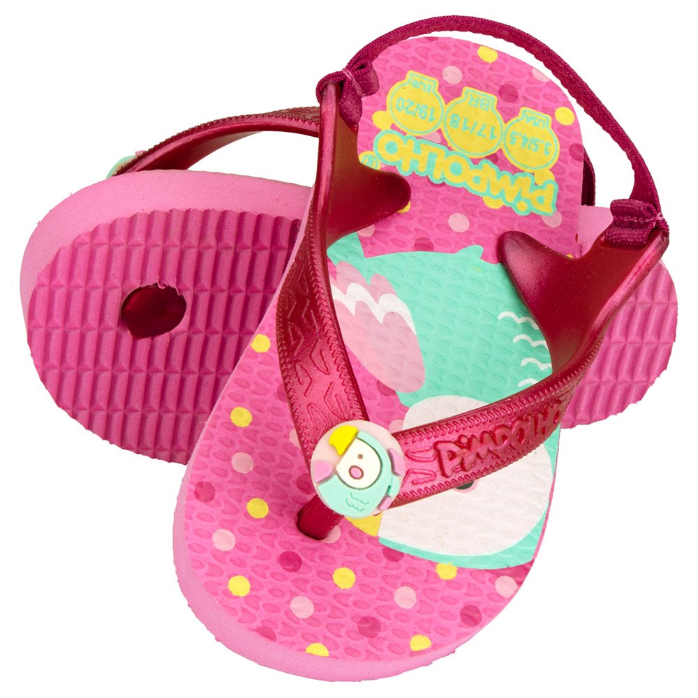 Kit Sandália Praiana Baby Rosa/Papagaio Feminino Pimpolho Com 12 Pares - Numeração 17 A 23