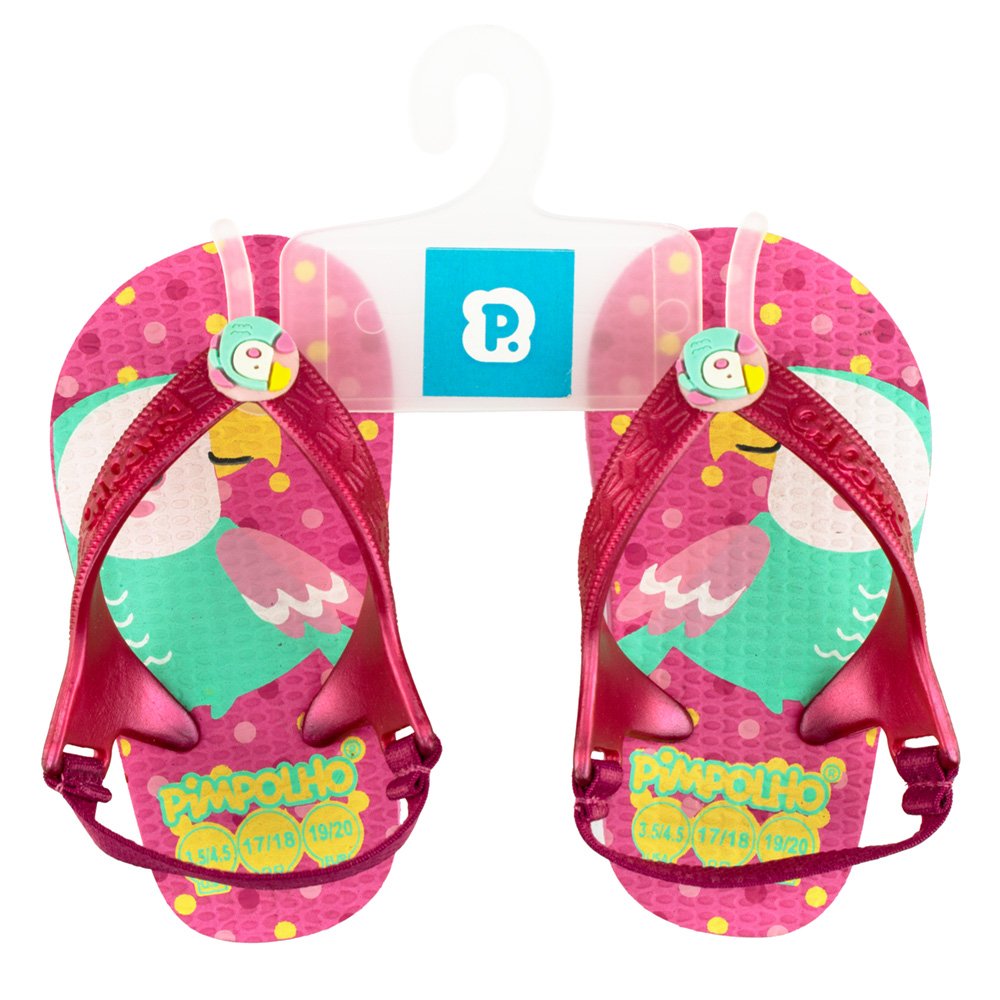 Kit Sandália Praiana Baby Rosa/Papagaio Feminino Pimpolho Com 12 Pares - Numeração 17 A 23