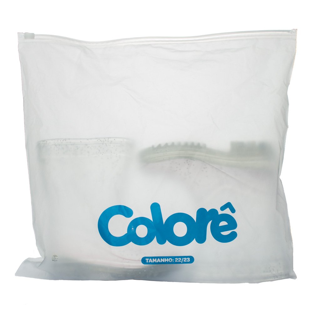 Kit Galocha Infantil Transparente Glitter Prata Feminina Pimpolho 6 Pares - Numeração 22 A 33
