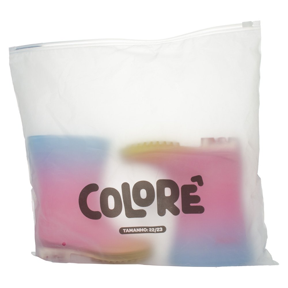 Kit Galocha Infantil Estampada Rosa E Verde Água Degradê Feminina Pimpolho 6 Pares - Numeração 22 A 33