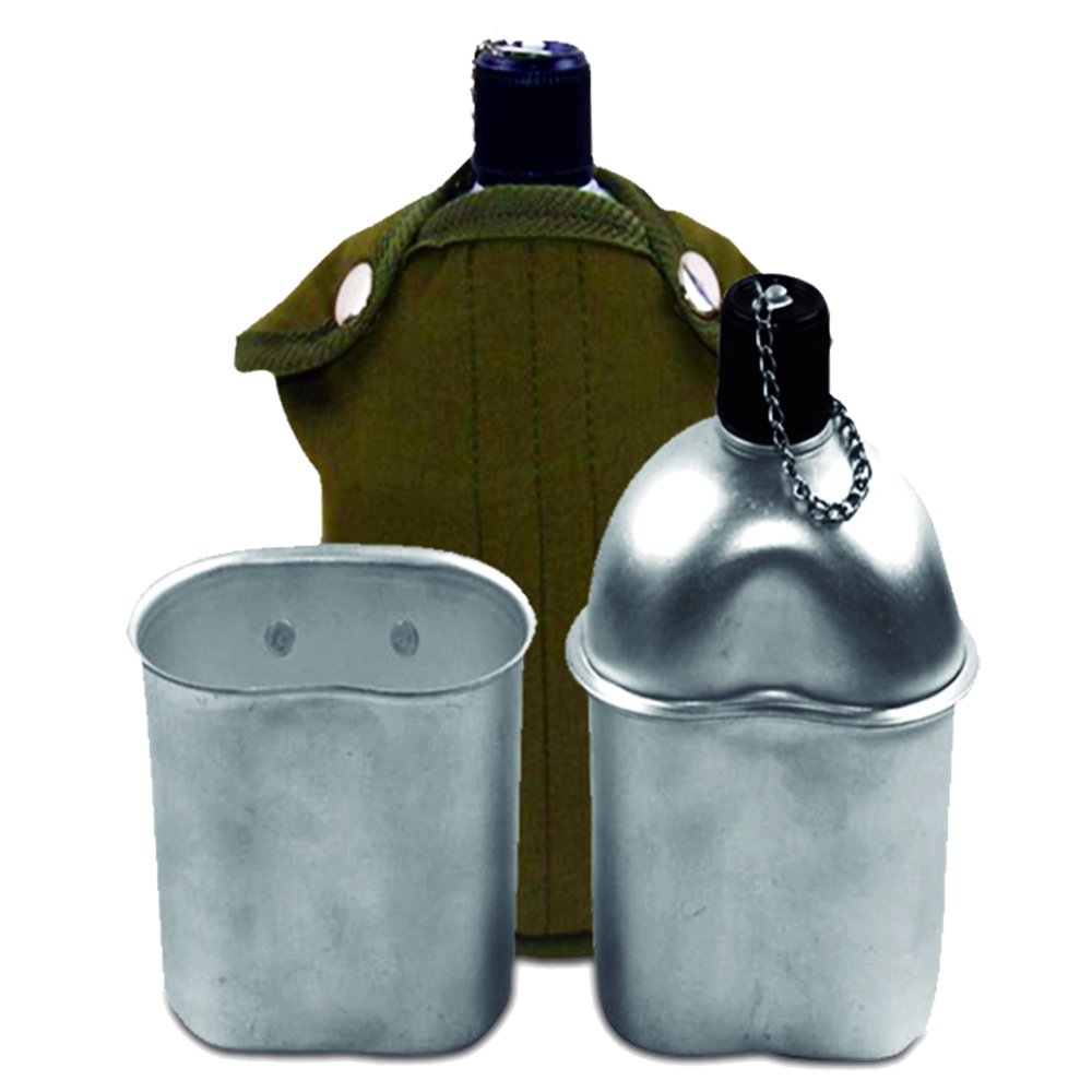 Cantil De Aluminio 900Ml Com Copo E Capa Verde Oliva - Echolife