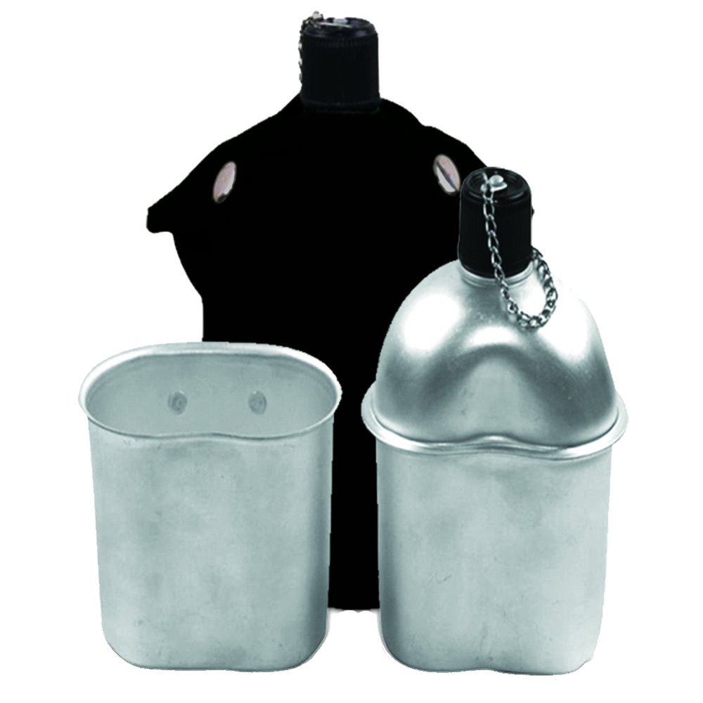 Cantil De Aluminio 900Ml Com Copo E Capa Preta - Echolife