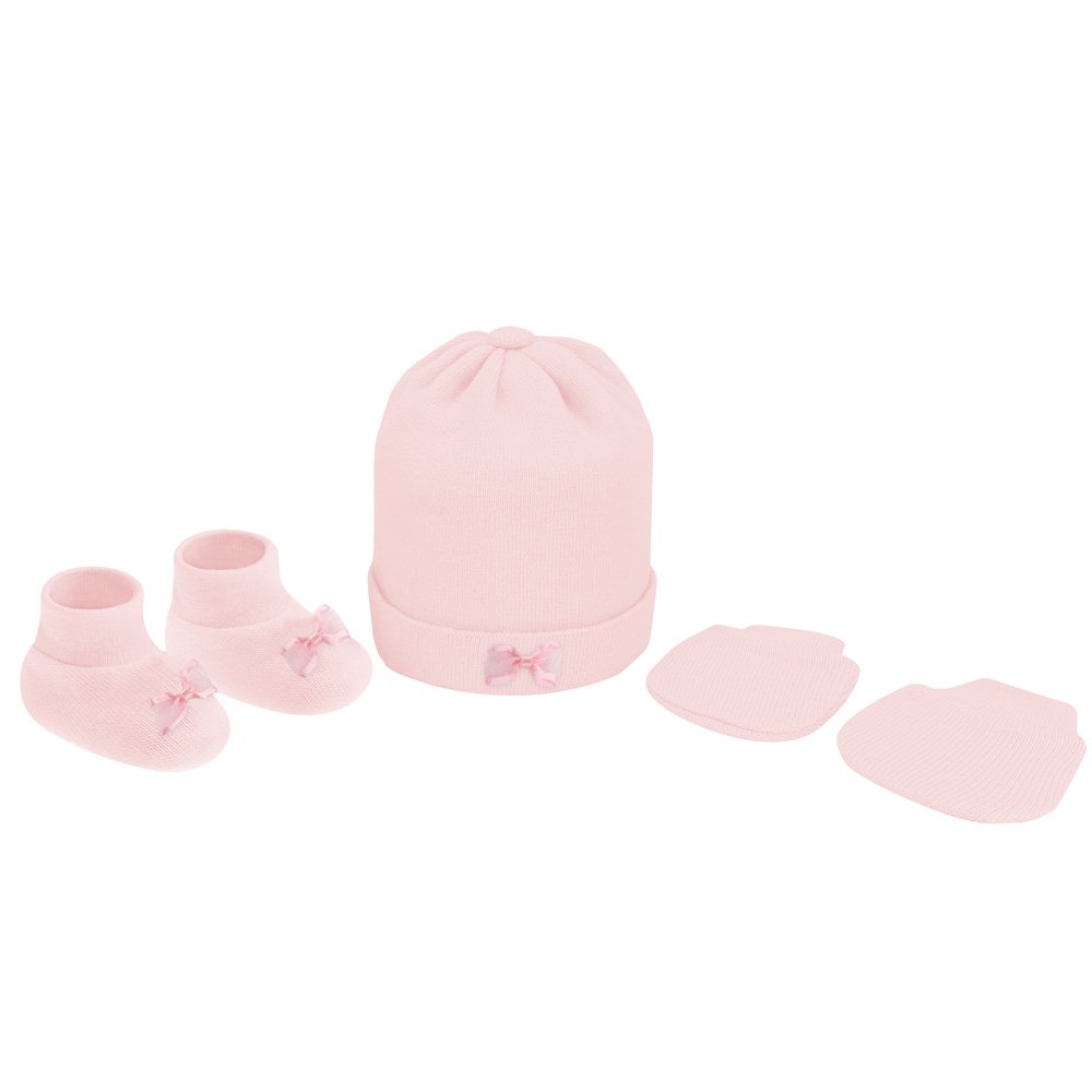 Pack Com 6 Kit Gorro Luva E Sapato Recém Nascido Feminino Pimpolho