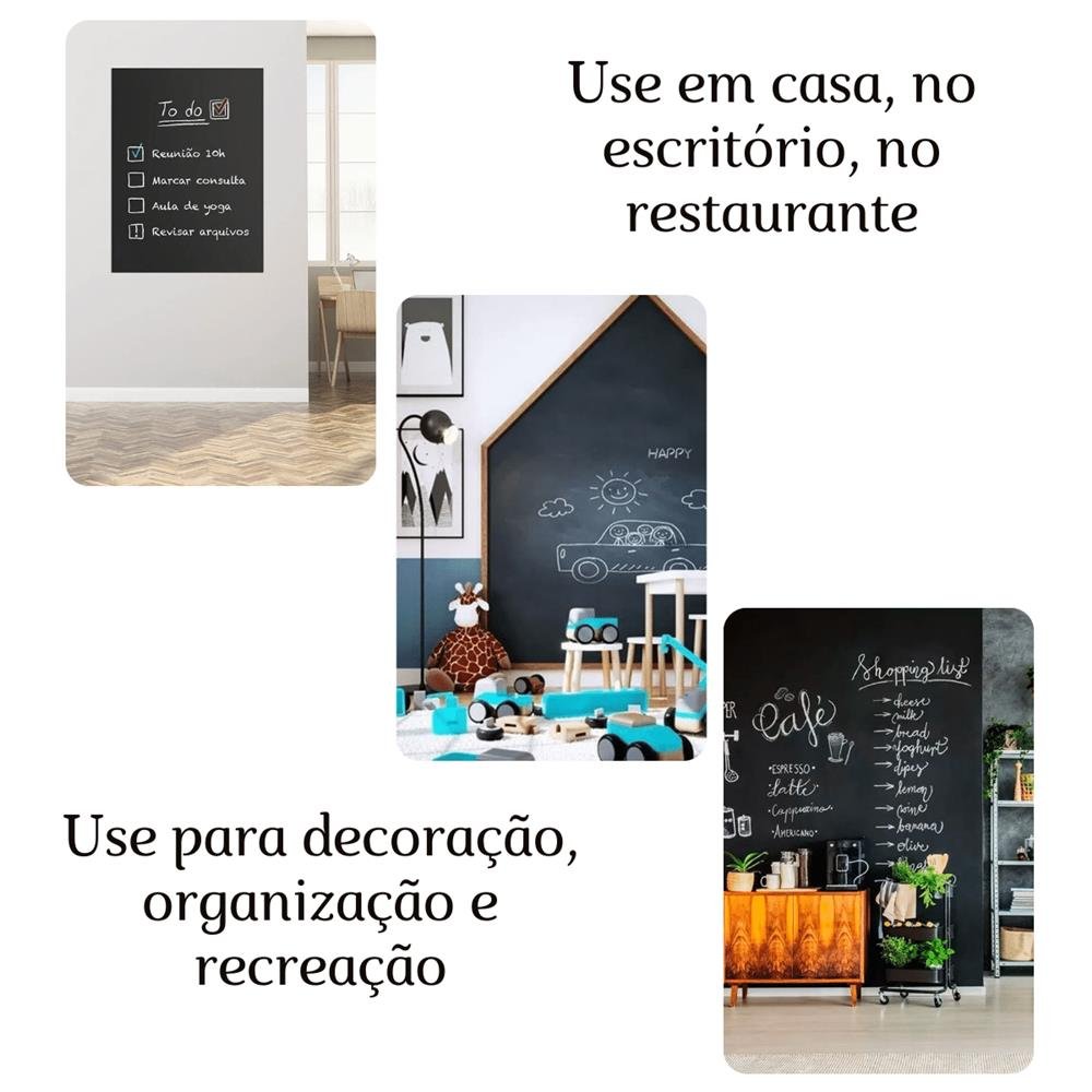 Papel De Parede Lousa Adesivo Contact Quadro Negro 2m + Giz