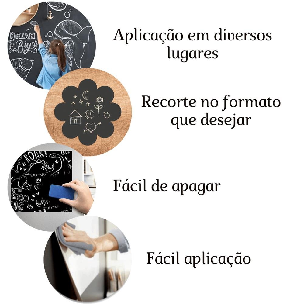 Papel De Parede Lousa Adesivo Contact Quadro Negro 2m + Giz