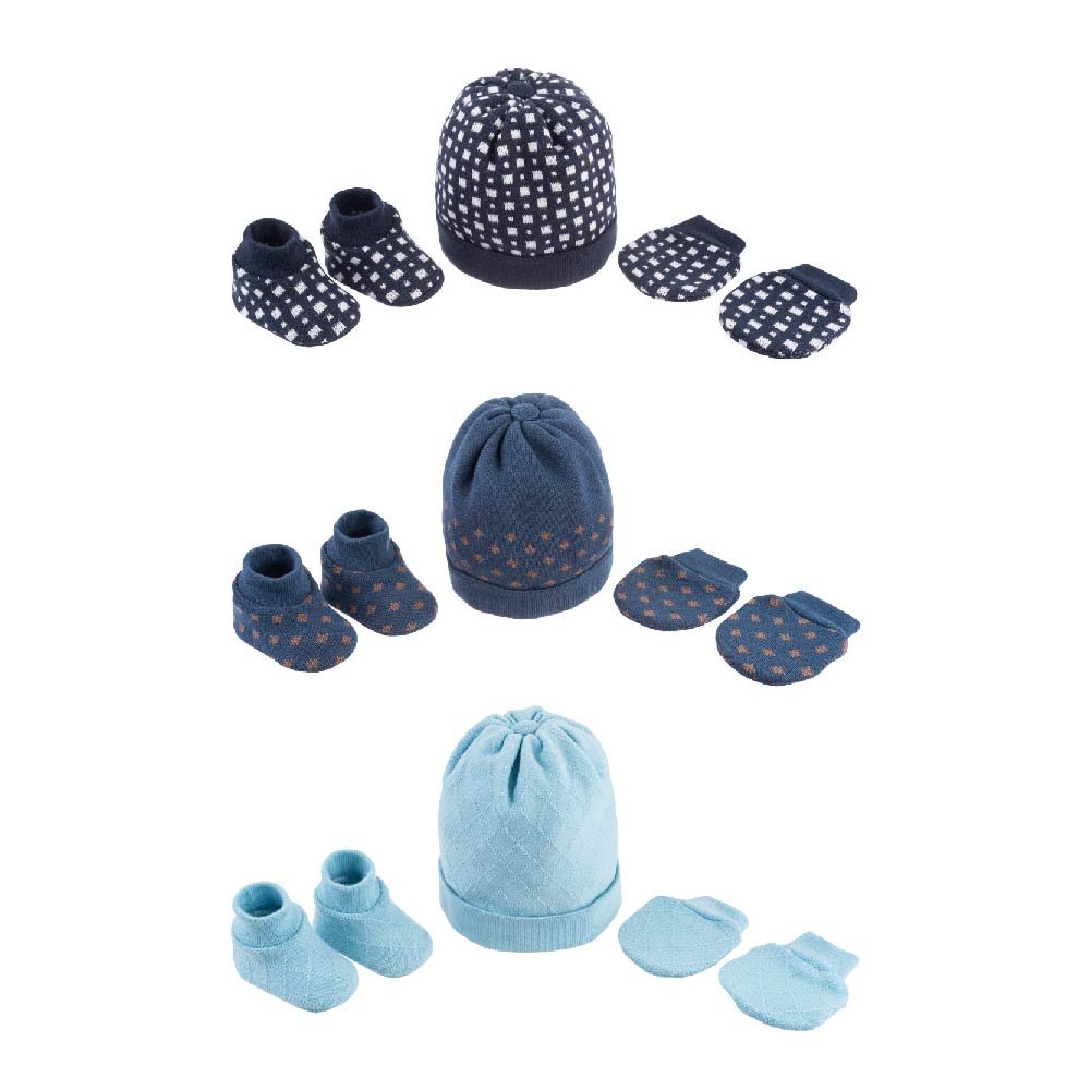 Pack Com 6 Kit Gorro Luva E Sapato Recém Nascido Masculino Pimpolho