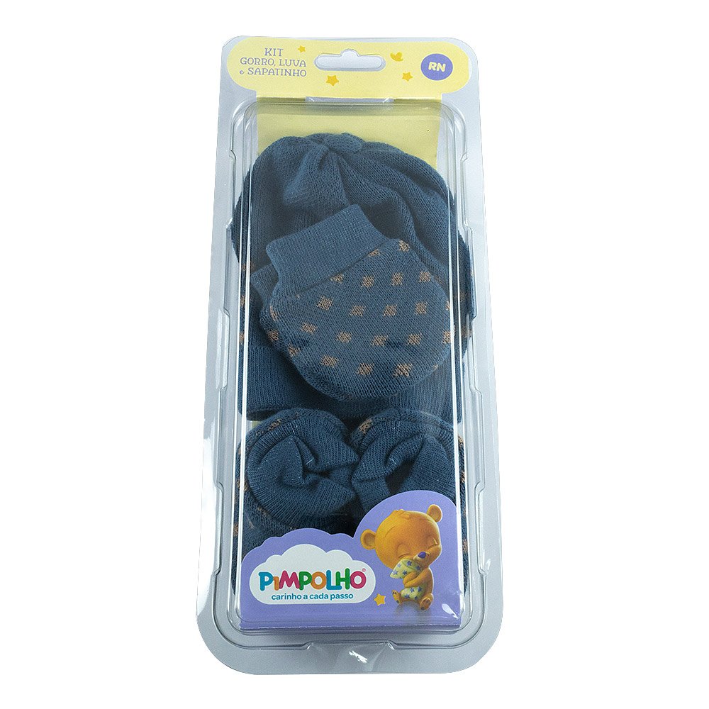 Pack Com 6 Kit Gorro Luva E Sapato Recém Nascido Masculino Pimpolho