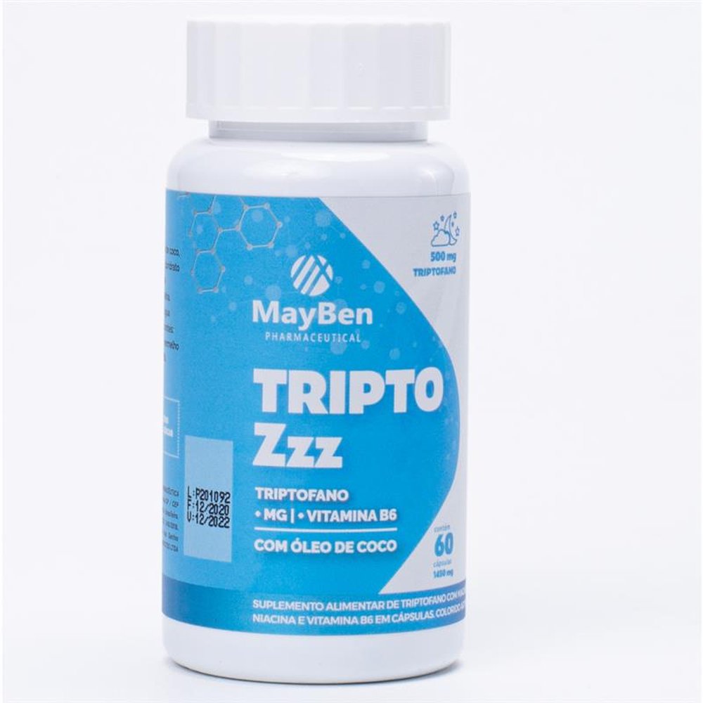 Triplo Zzz Triptofano + Magnesio + Vitaminas 1450mg com 60 Capsulas Gelatinosas Mayben