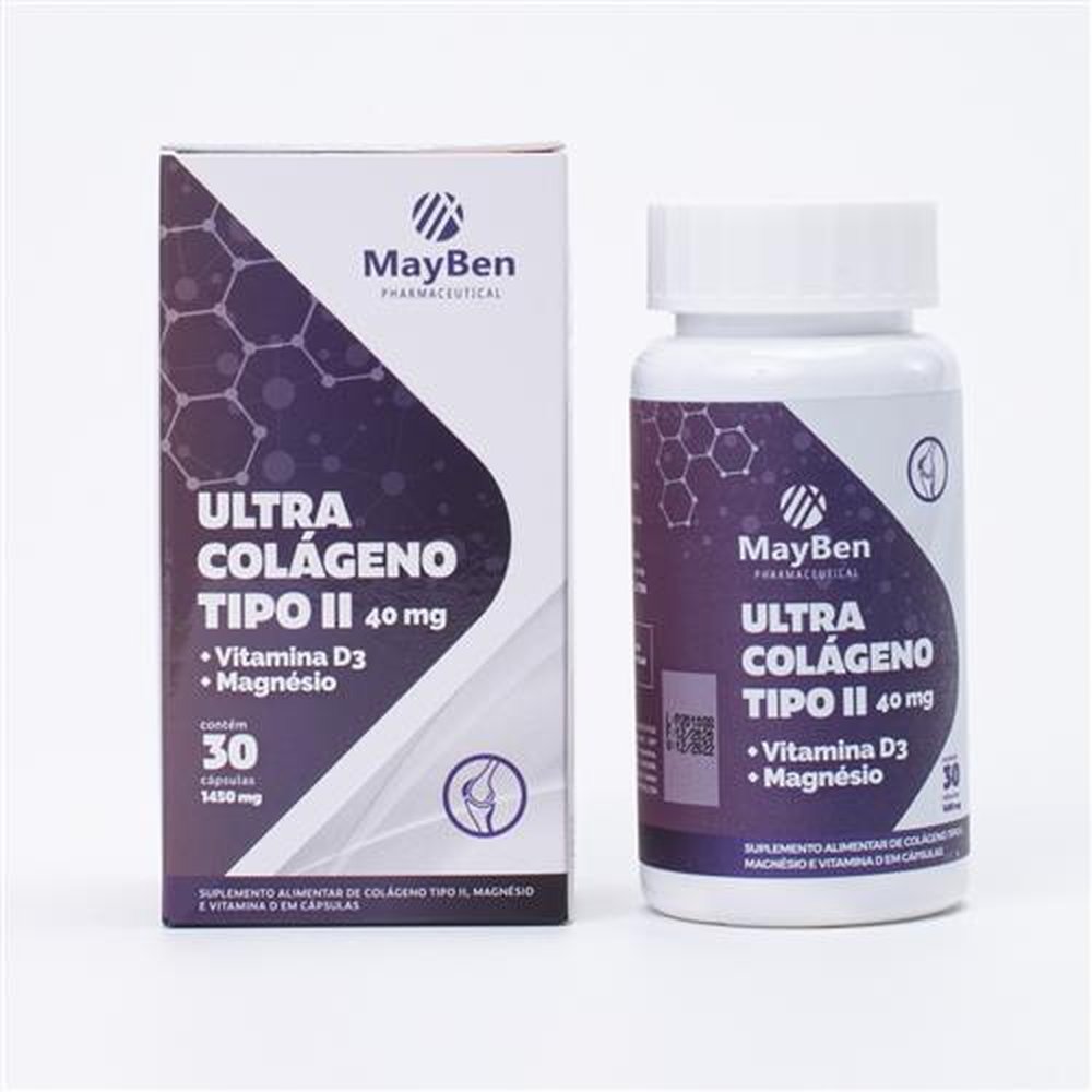 Ultra Colageno Tipo II + Magnesio + Vit D 1450mg com 30 Capsulas Gelatinosa Mayben