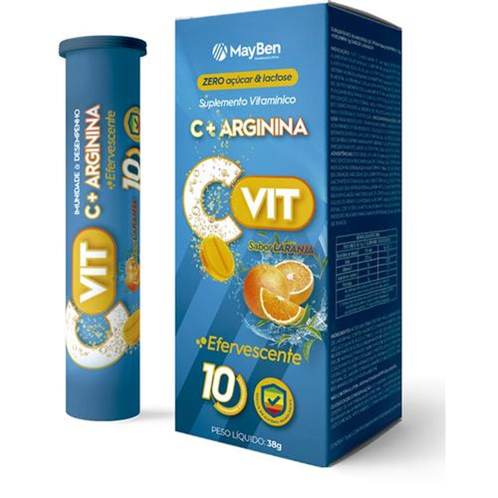 Cvit Arginina 1550mg com 60 Capsulas Vitamina C + Arginina Mayben