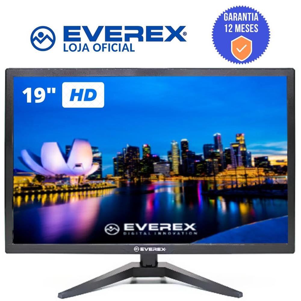 Monitor Everex Alta Resolução - LED HD 19" + HDMI e VGA VESA