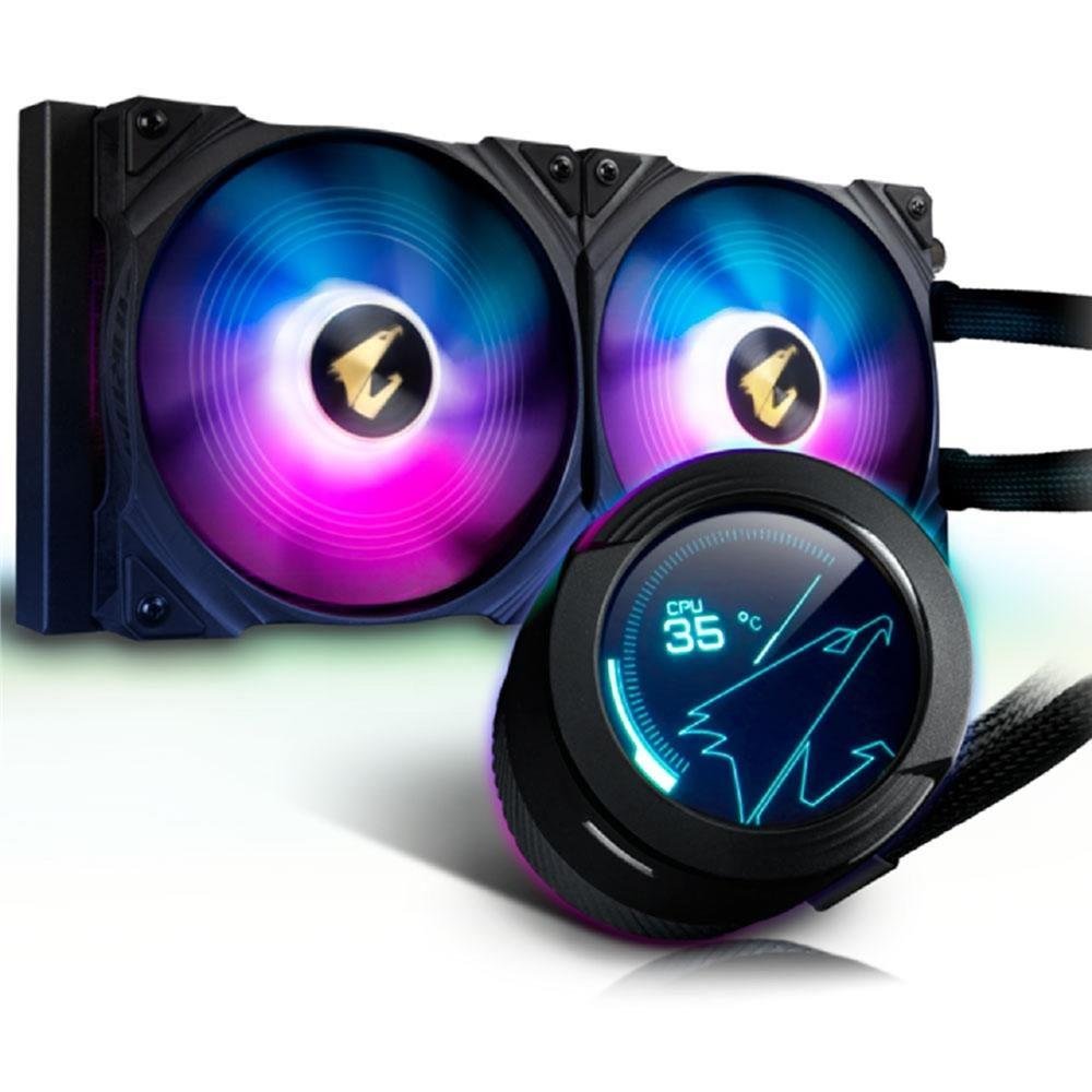 Water Cooler Gigabyte Aorus Waterforce X 280, 280mm, Intel e AMD, RGB, Display LCD, Preto