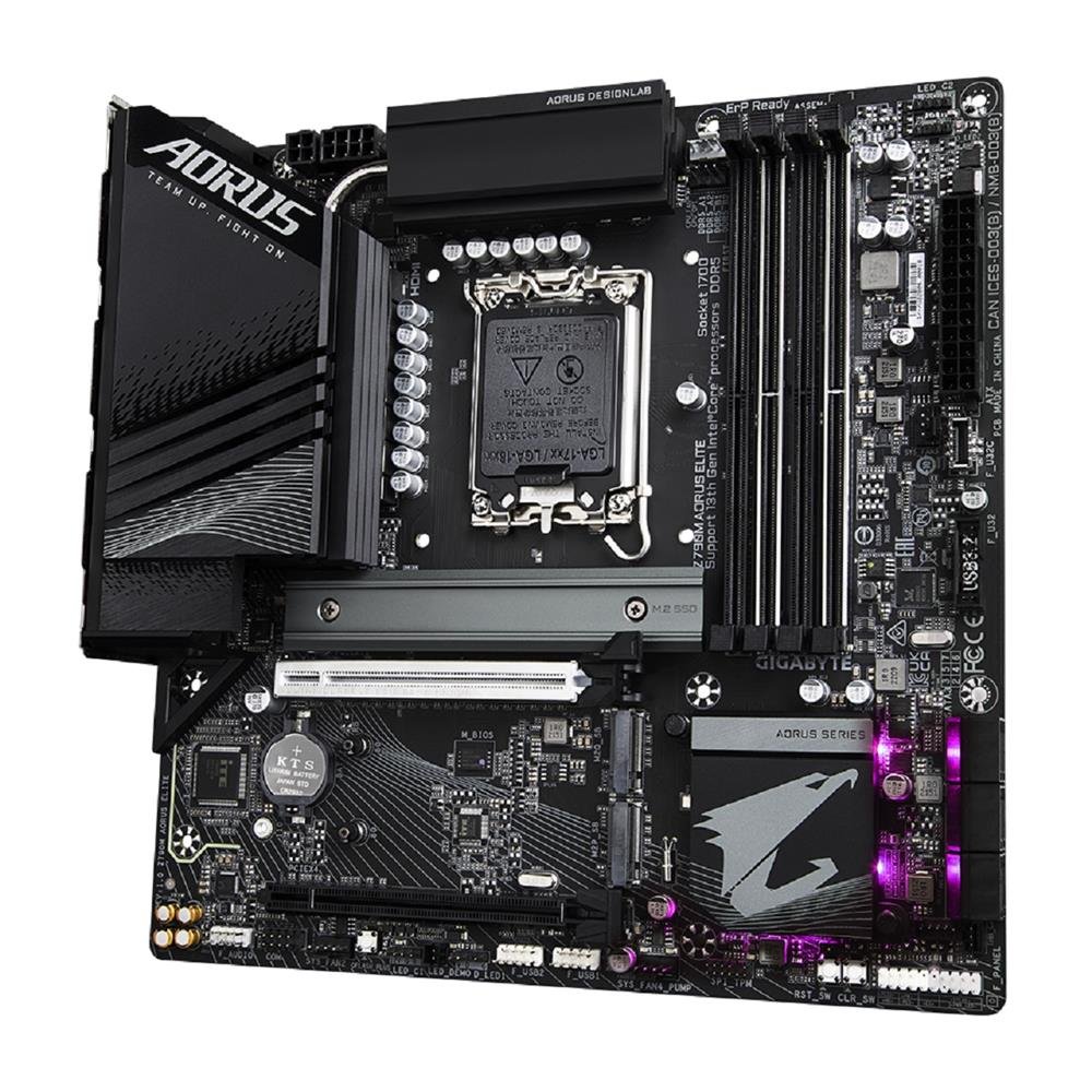 Placa Mãe Gigabyte Z790M Aorus Elite, Chipset Z790, Intel LGA 1700, Micro ATX, DDR5
