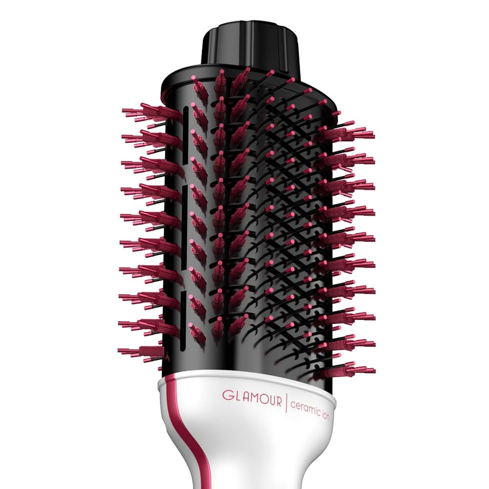 Escova Secadora Gama Glamour Pink Brush 3D Rosa/Branco 1300W 110V