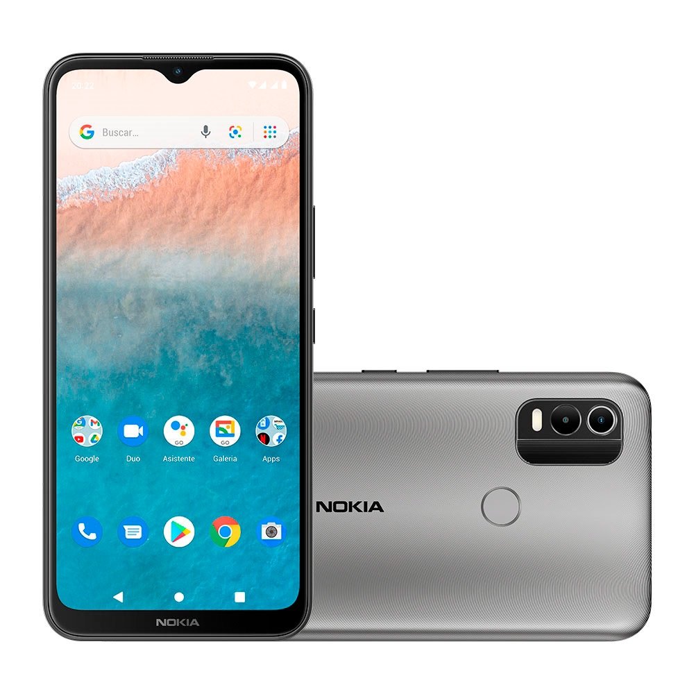 Smartphone Nokia C21+, Cinza, Tela 6.5", 4G+Wi-Fi, Câm. Traseira 13MP+2MP, Câm. Frontal 5MP, 2GB RAM, 128GB