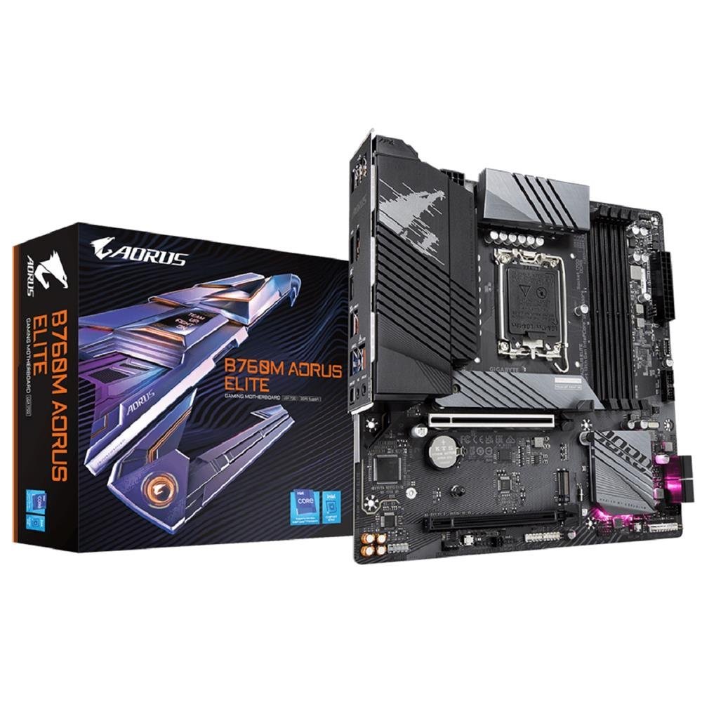 Placa Mãe Gigabyte B760m Aorus Elite, Chipset B760, Intel Lga 1700, Matx, Ddr5