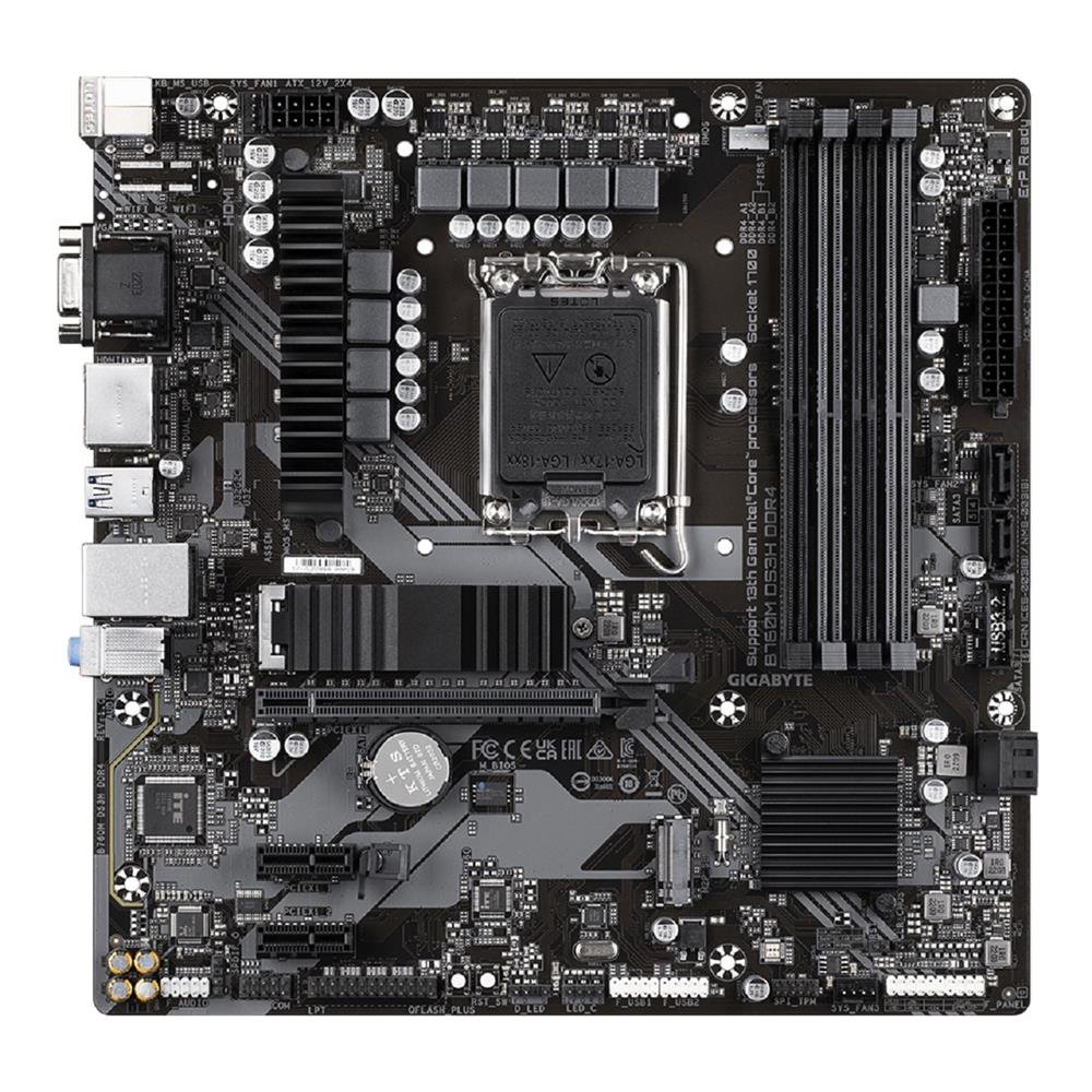 Placa Mãe Gigabyte B760M DS3H DDR4, Chipset B760, Intel LGA1700, mATX