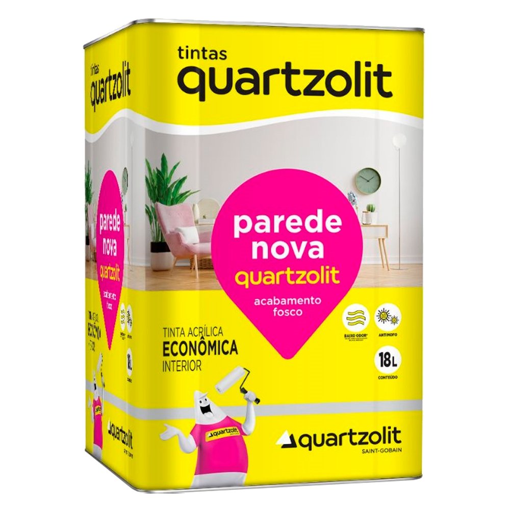 Tinta Acrílica Quartzolit Parede Nova Econômica Branco Neve 18 Litros