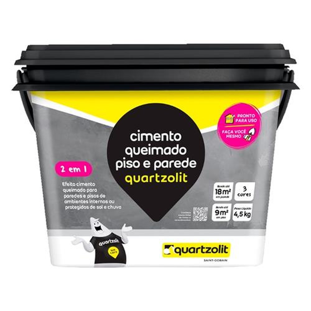 Cimento Queimado Quartzolit Cinza Escuro 4,5Kg