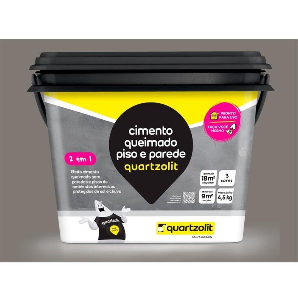 Cimento Queimado Quartzolit Cinza Escuro 4,5Kg