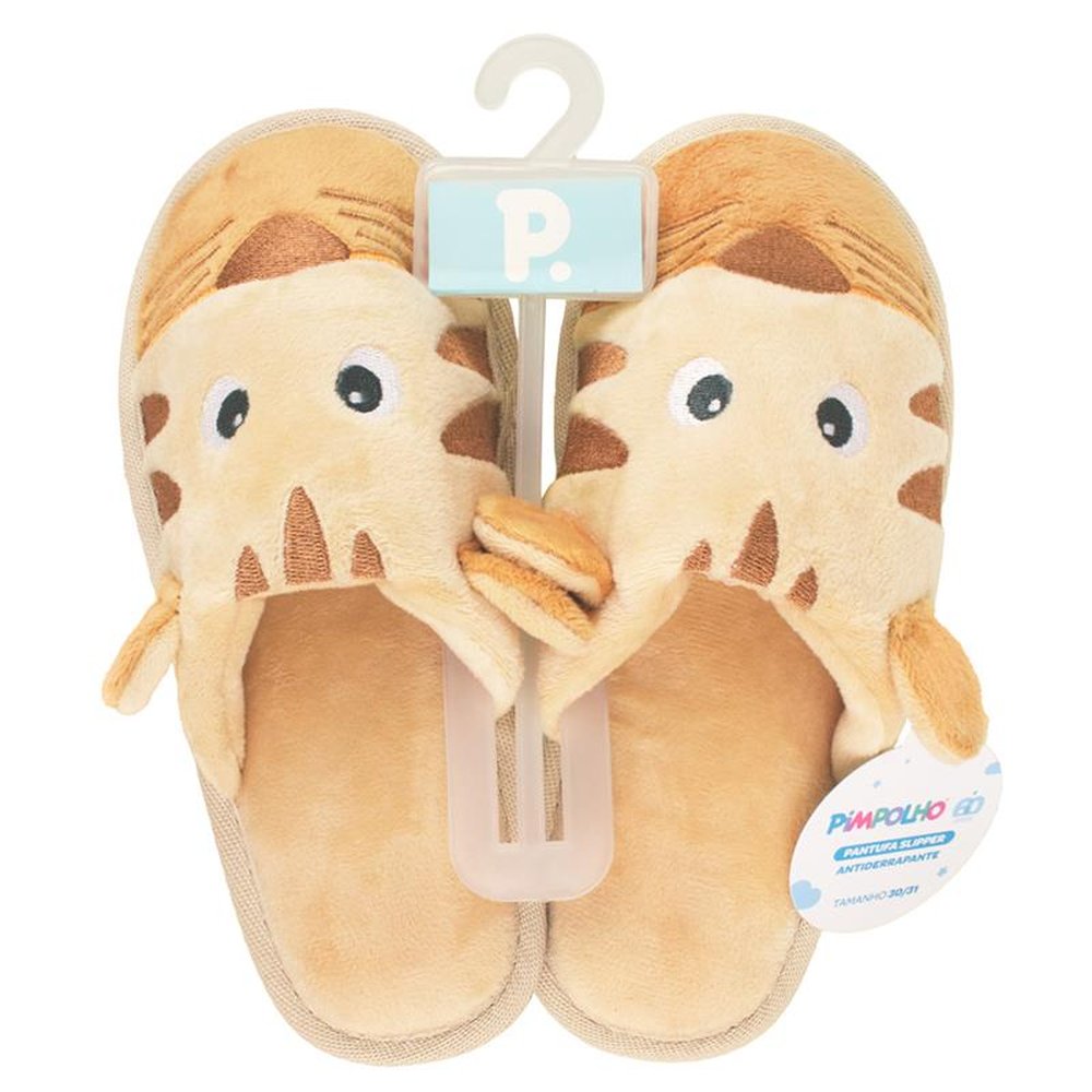 Kit Pantufa Slipper Play Laranja Tigre Masculino Pimpolho Com 3 Pares - Numeração 28 A 33