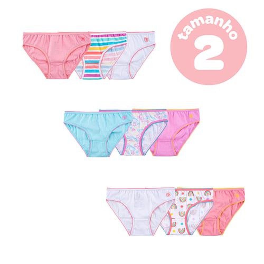 Pack Com 6 Kits Calcinha Infantil Kit Com 3 Peças 02 Anos Feminino Pimpolho