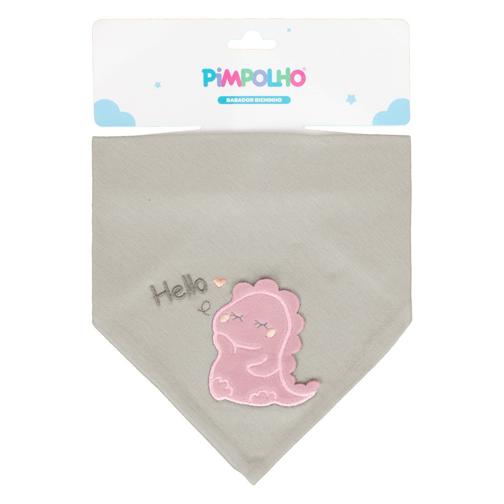 Kit Babador Bandana Bichinho Dino Feminino Pimpolho Com 3 Unidades.