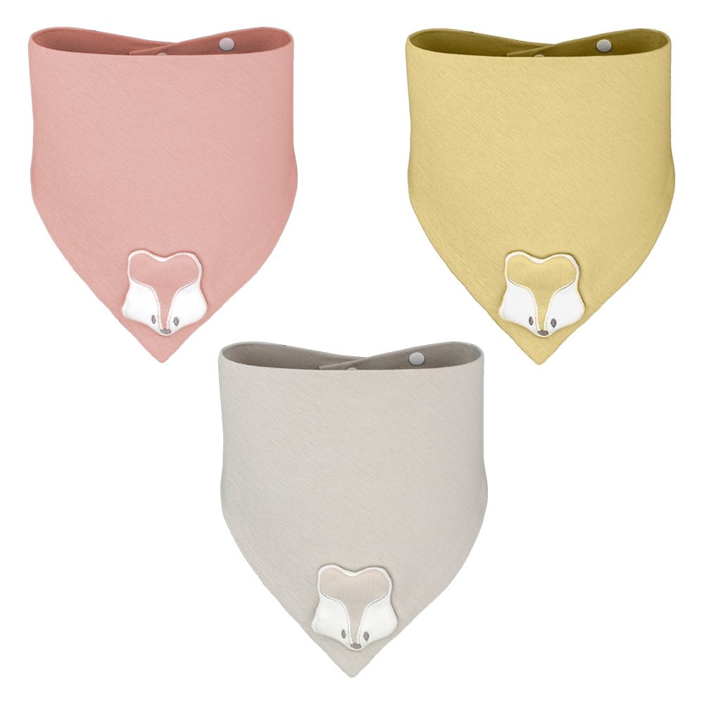 Kit Babador Bandana Bichinho Raposa Unissex Pimpolho Com 3 Unidades.